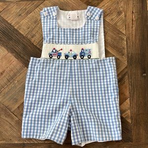 Smocked police/ambulance first responder Jon Jon/romper